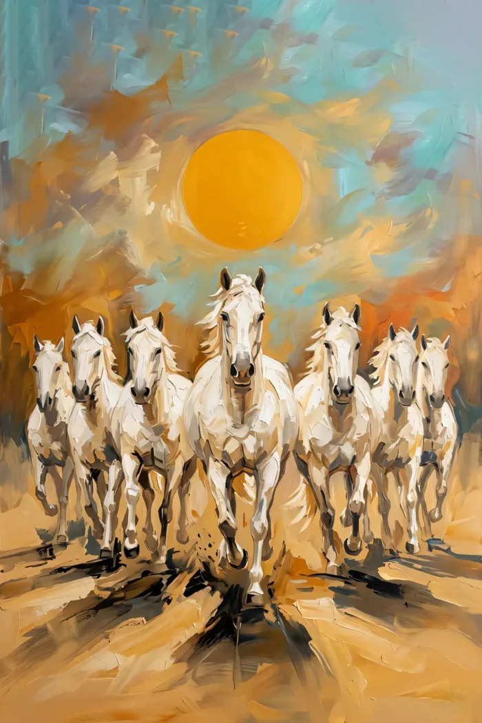 Abstract Seven Horses Running Portrait | PrintPosters.in